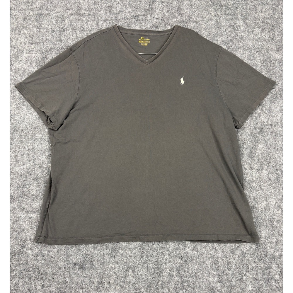Polo Ralph Lauren Mens V-Neck T-Shirt XXL Gray Short Sleeve Pony Logo Cotton